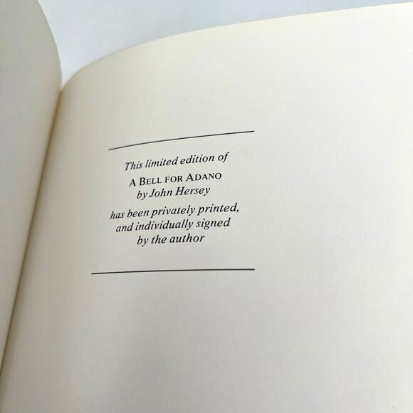 SIGNED A Bell for Adano by John Hersey Leather Patriotism Humanity. - Picture 13 of 14